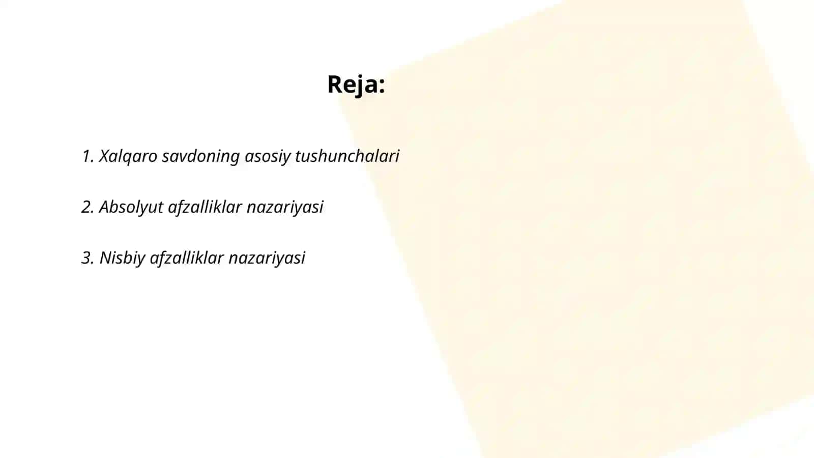 Xalqaro savdo nazariyasi 2
