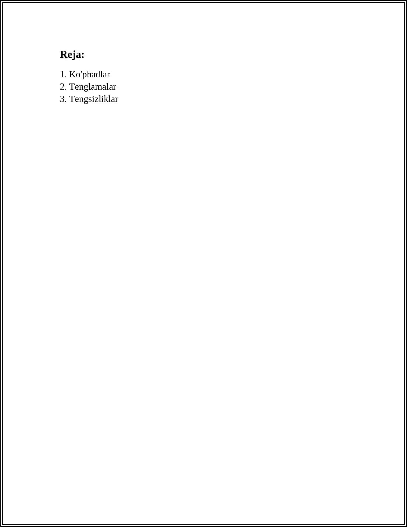 ALGEBRAIK METODIGA DOIR SAVOL VA MASALALAR 2