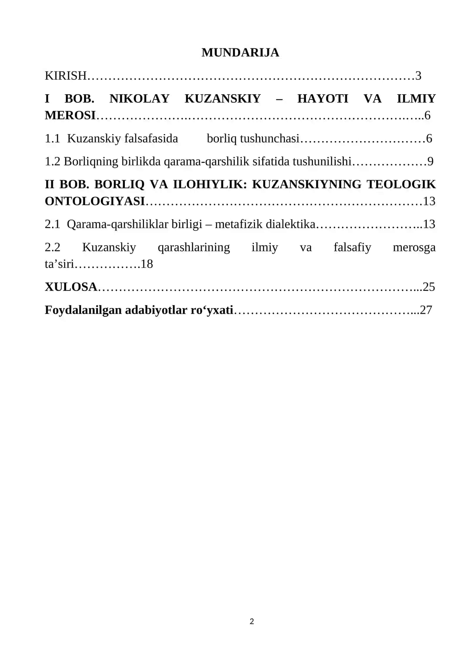 “Nikolay Kuzanskiyning borliq haqidagi ta’limoti” 2