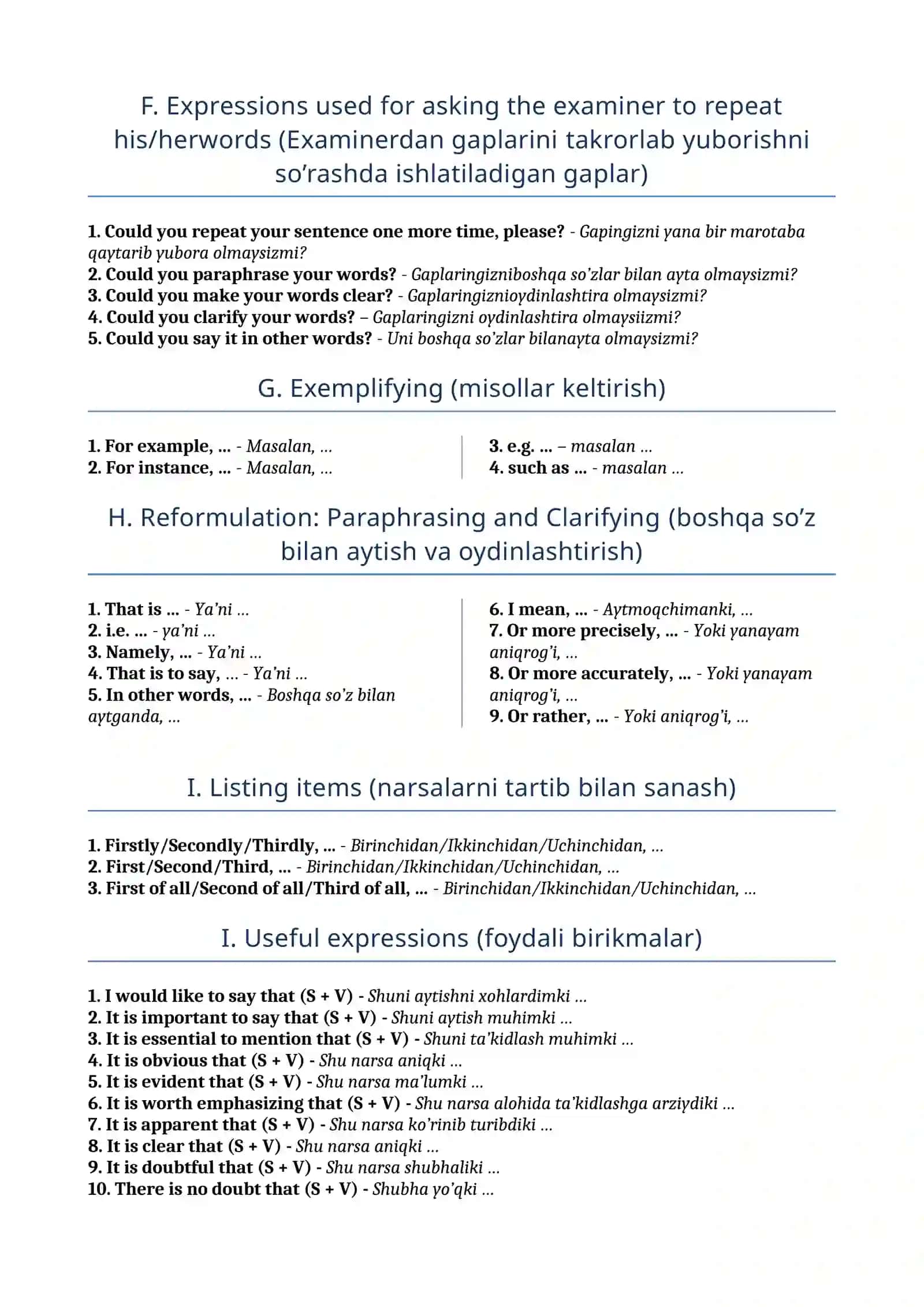 Adding information (Qo’shimcha ma’lumot berish) 2