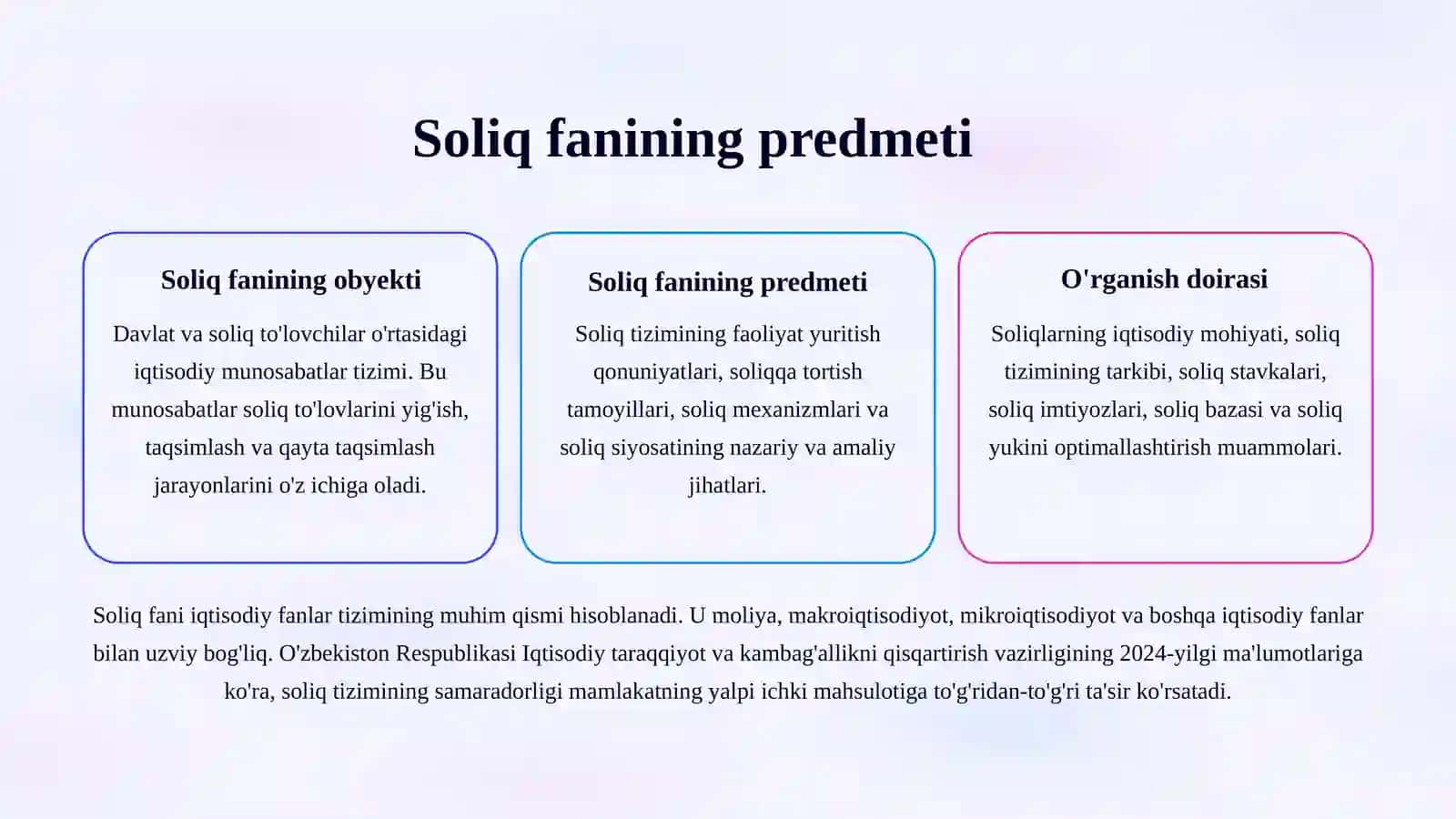 Soliqlar va soliqqa tortish fanining predmeti 2