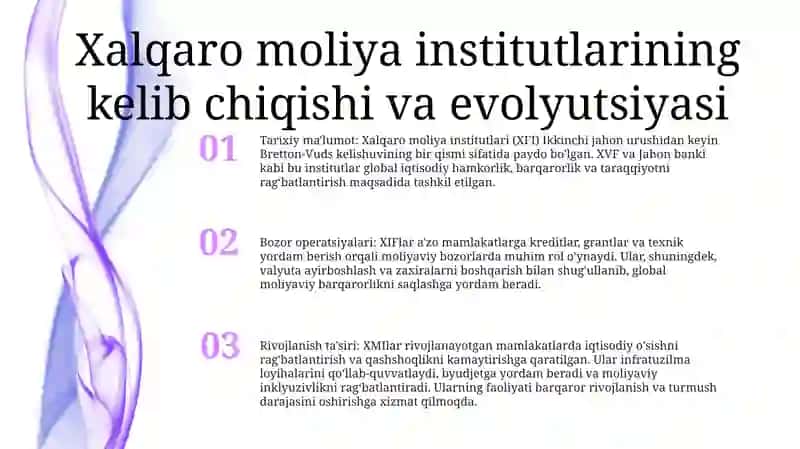 Xalqaro Moliya Institutlarining Moliya Bozorlaridagi Faoliyati Va Roli 2