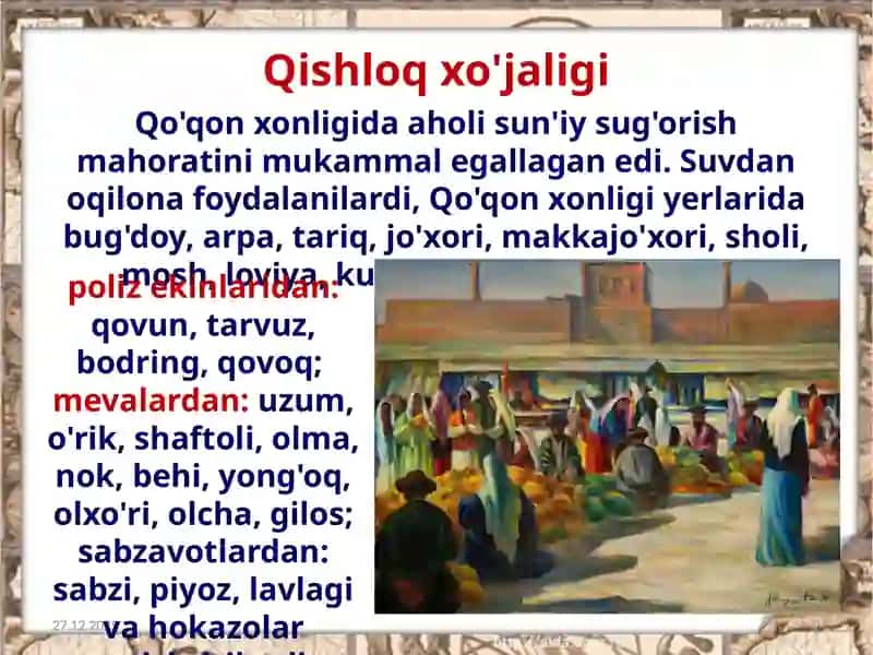 Qo'qonxonligida iqtisodiy hayot 2