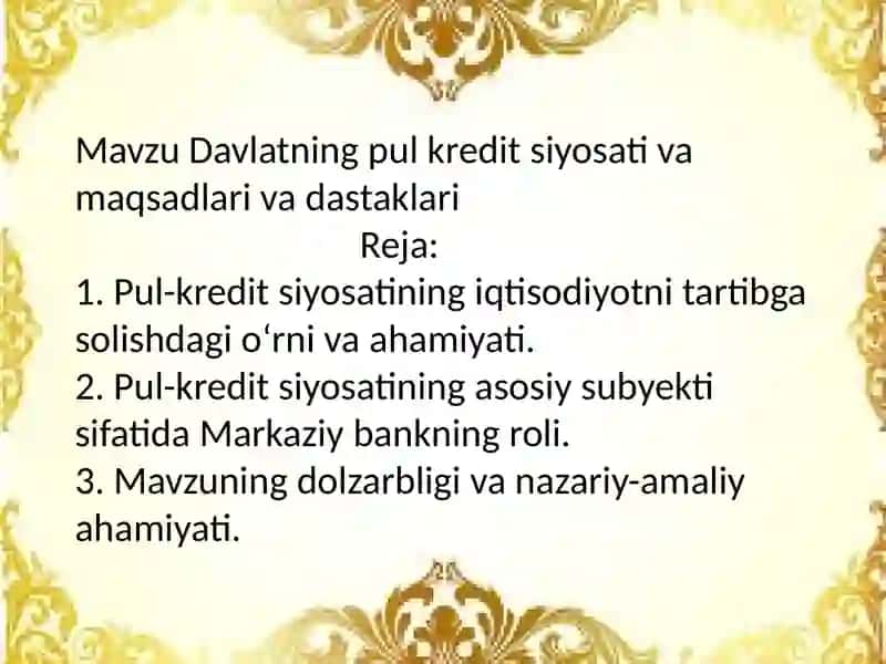 Pul-kredit siyosati 2