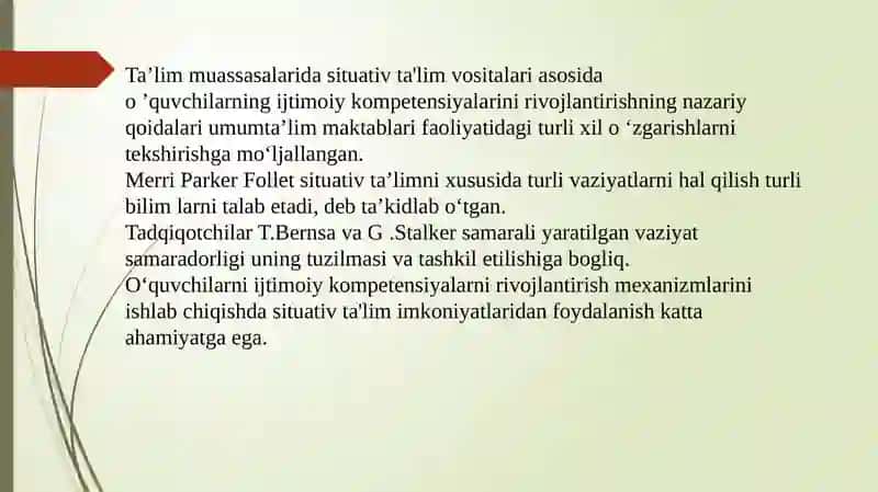 Tarbiya fanini o'qitishda situativ ta'lim 2