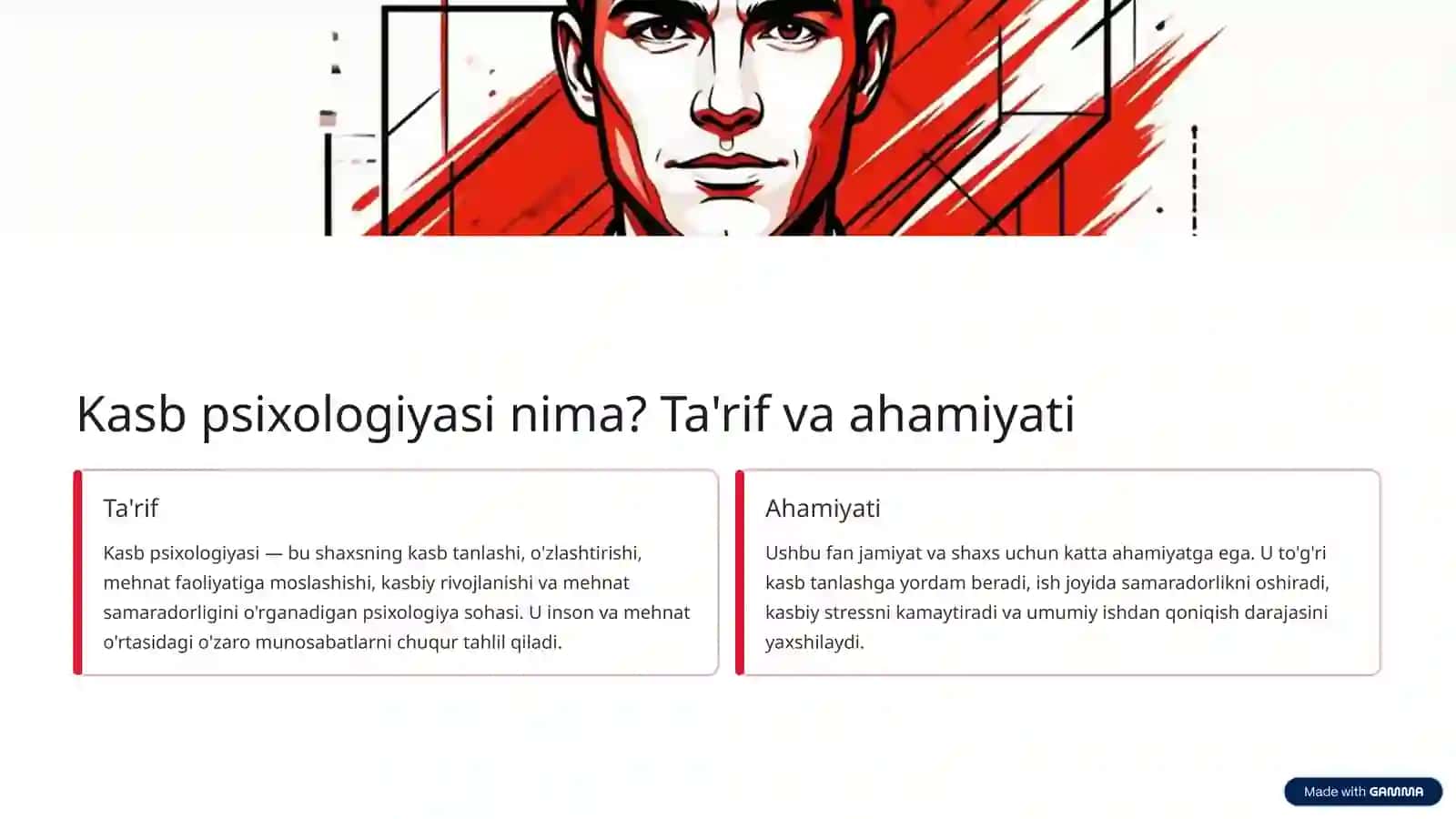 Kasb psixologiyasining predmeti: Kirish 2