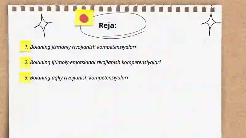 Bolaning jismoniy rivojlanish kompetensiyalari 2