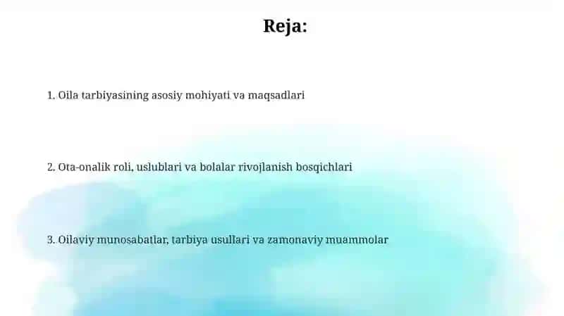 Oila tarbiyasi asoslari 2