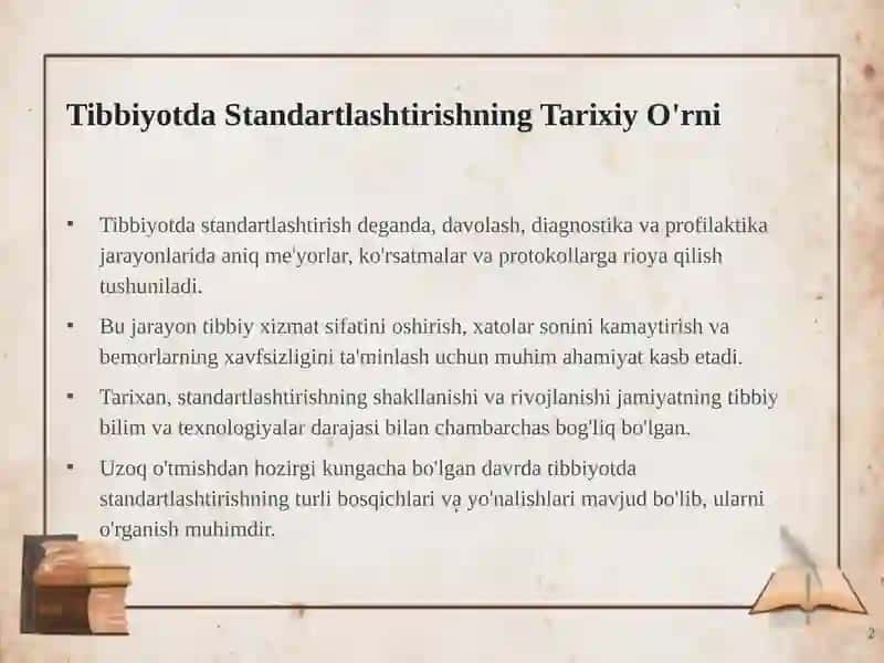 Tibbiyotda Standartlashtirish: Tarixiy Nazarlar 2