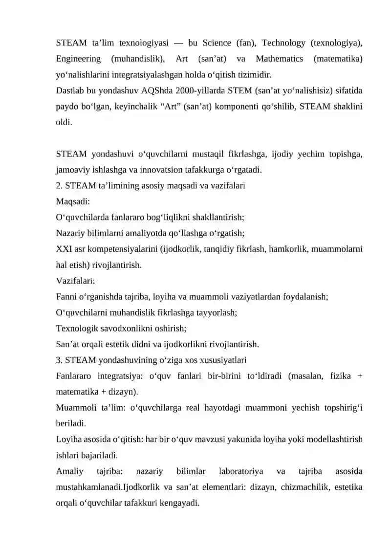STEAM ta’lim texnologiyasi 2