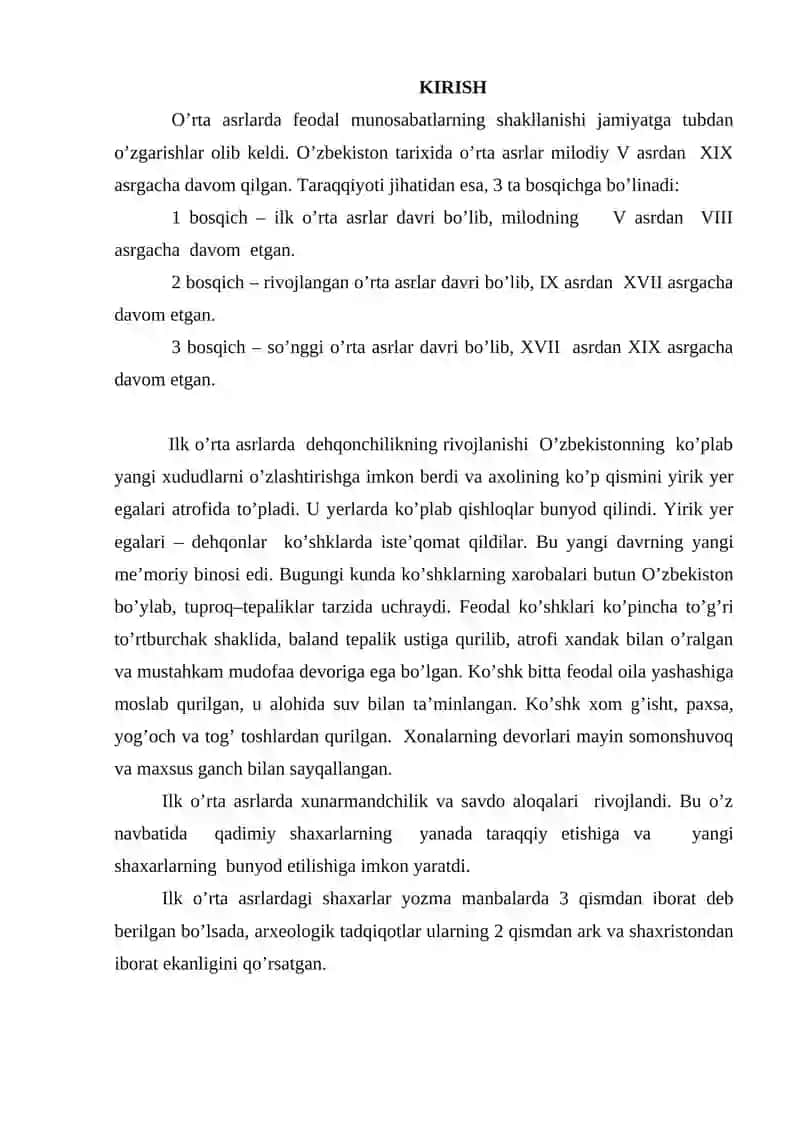 ILK O’RTA ASRLAR DAVRI MADANIYATI 2