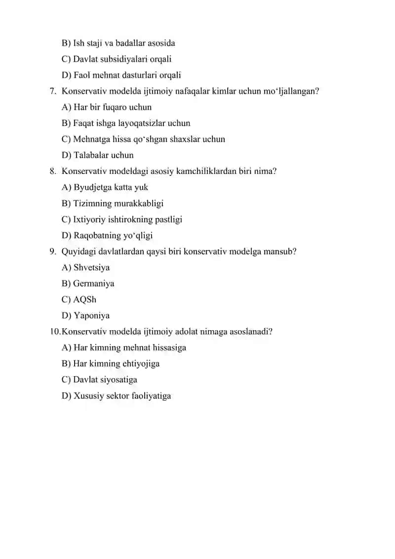 Ijtimoiy ta’minotning konservativ modeli 2