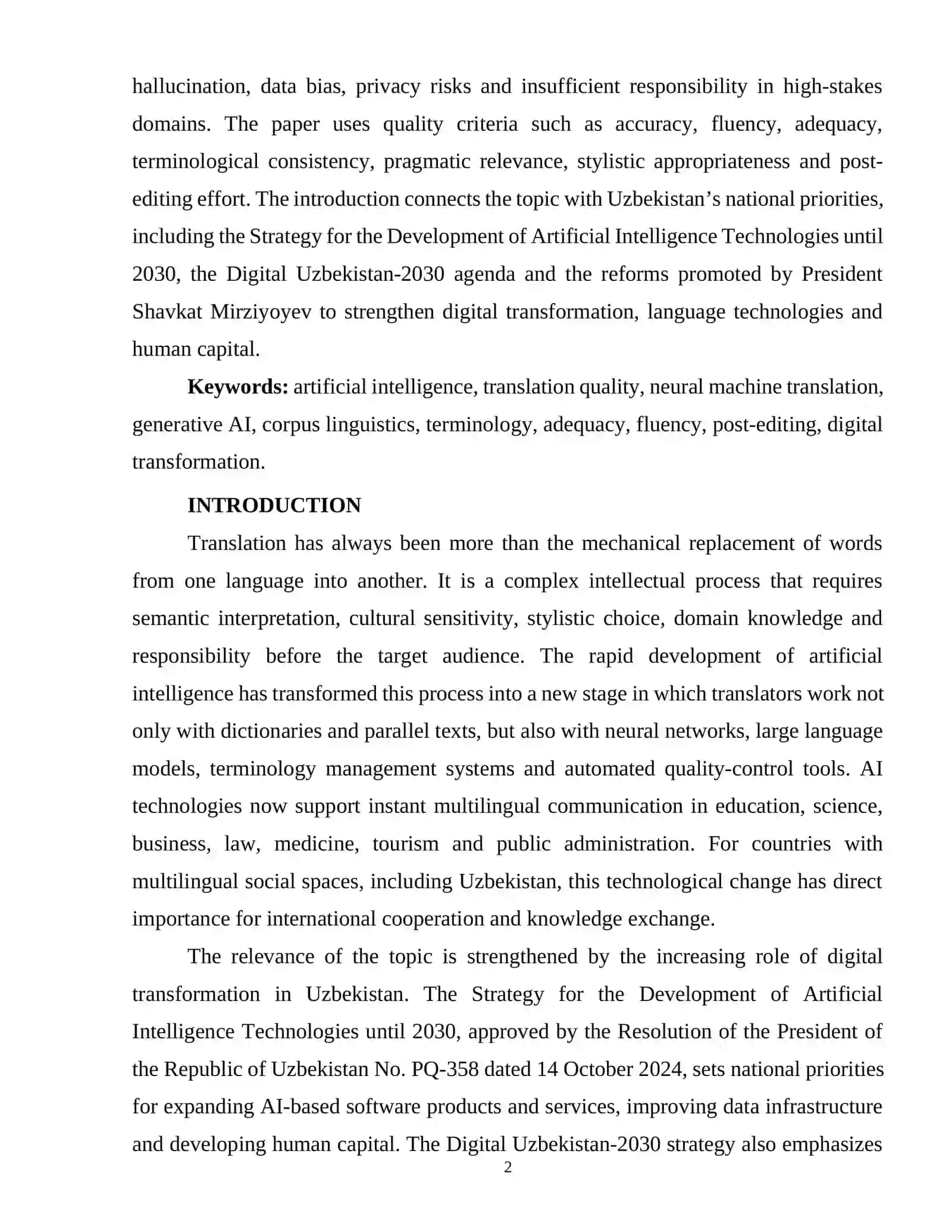 THE IMPACT OF AI TECHNOLOGIES ON TRANSLATION QUALITY 2