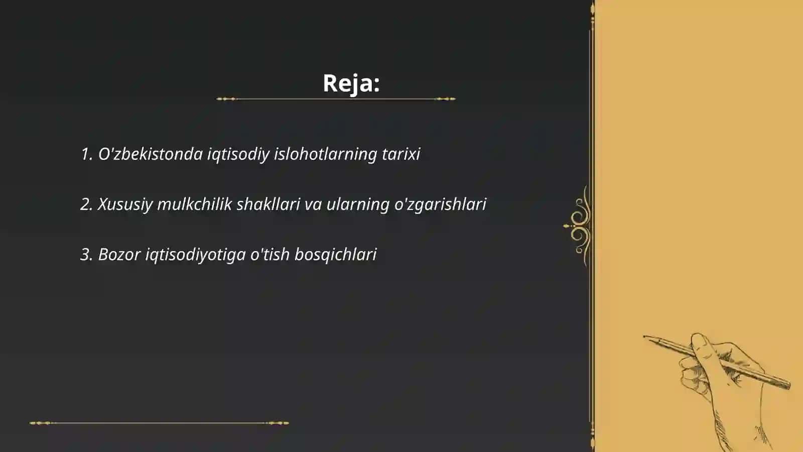 Iqtisodiy islohotlar,xususiy mulkchilikning shakllanishi 2