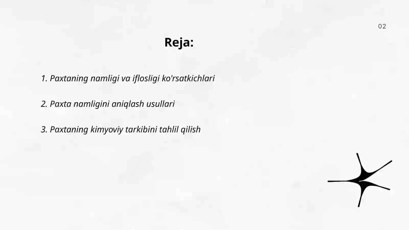 Paxtaning namligi va iflosligi ko'rsatkichlari 2
