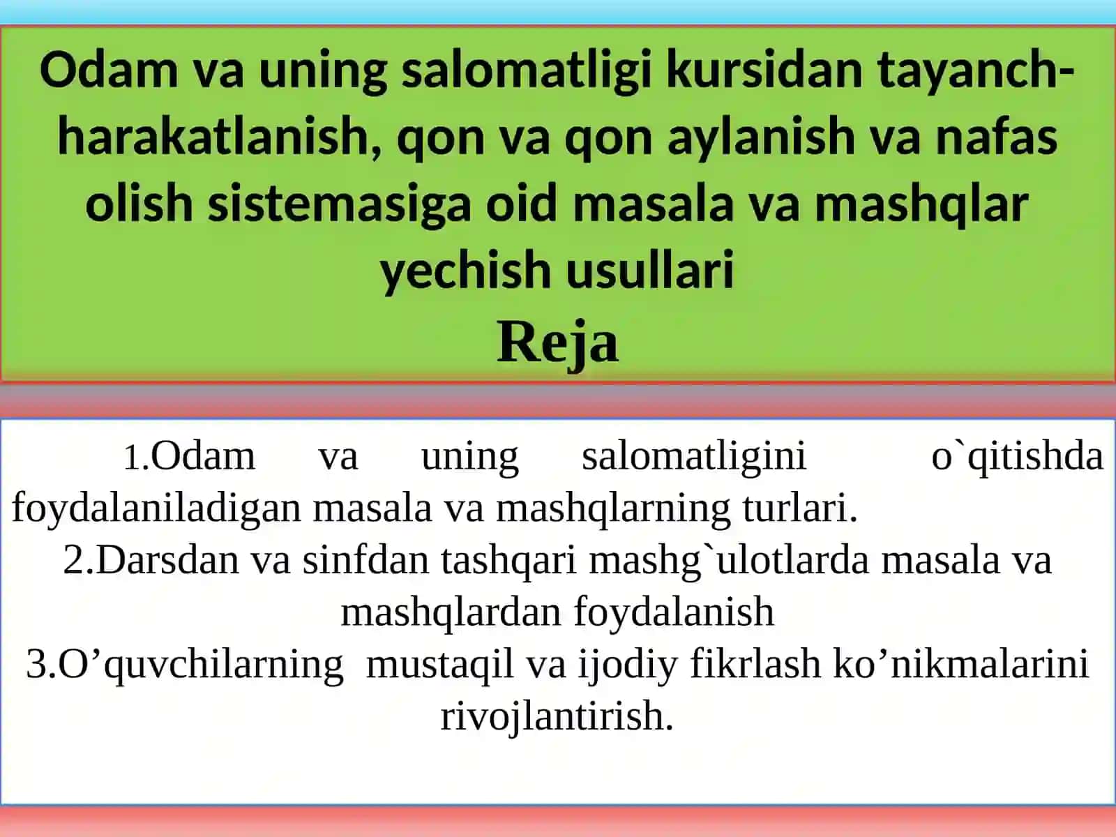 BIOLOGIYADAN MASALA VA MASHQLAR YECHISH 2