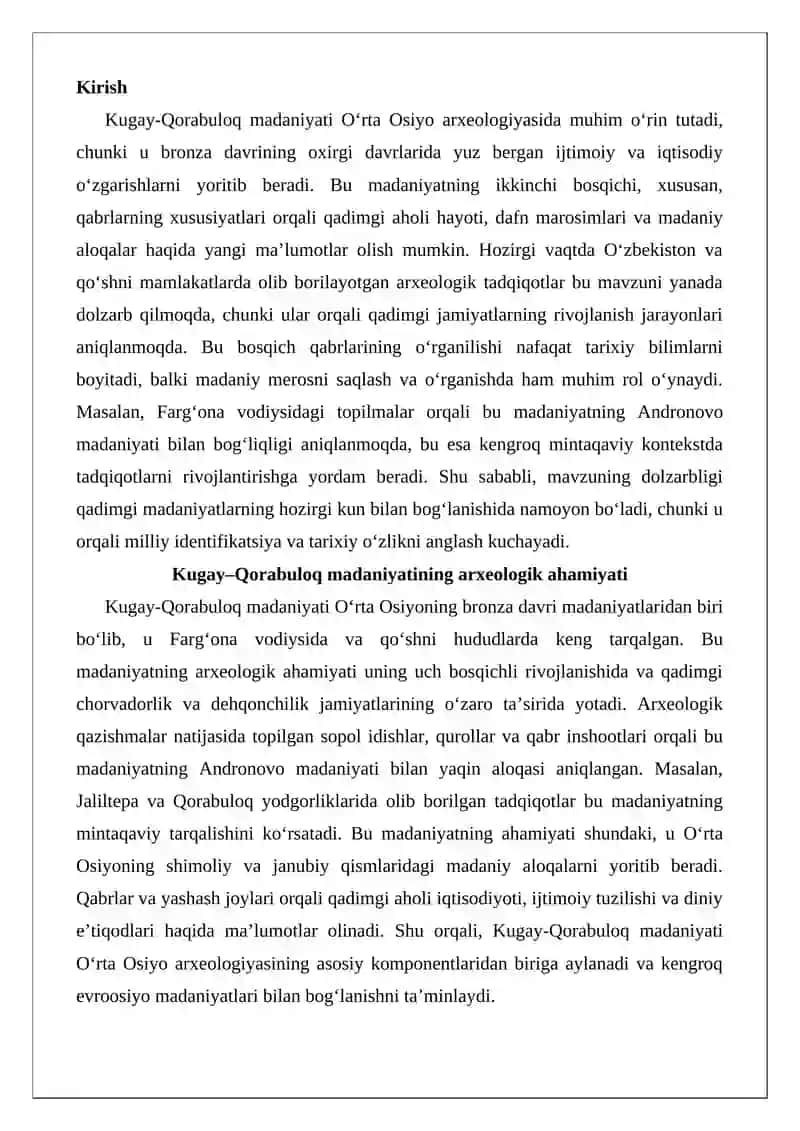 Kugay-Qorabuloq madaniyatining ikkinchi bosqichi qabrlarning xususiyati 2