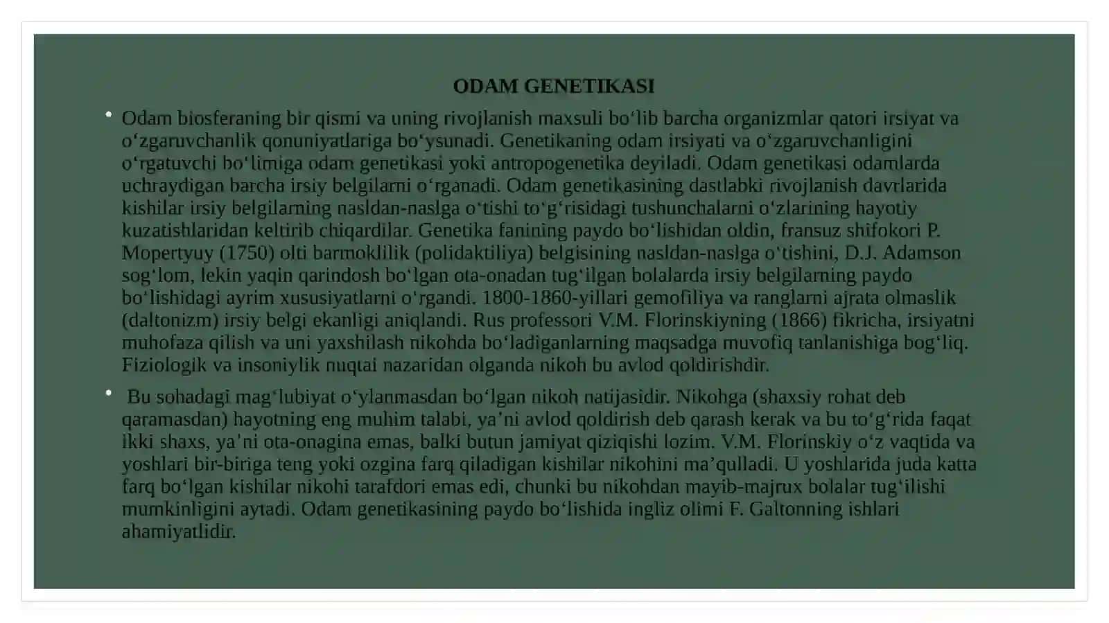 Odam genetikasi va tibbiy genetika 2