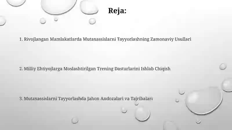 Rivojlangan mamlakatlarda mutaxassislar tayyorlash 2
