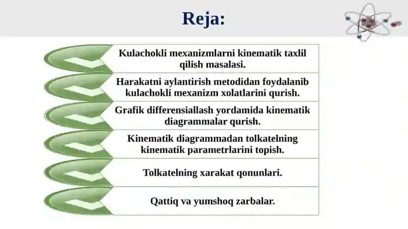 Kulochokli mexanizmlarning kinematikasi 2