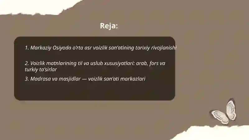Markaziy Osiyoda oʻrta asr voizlik sanʼati 2