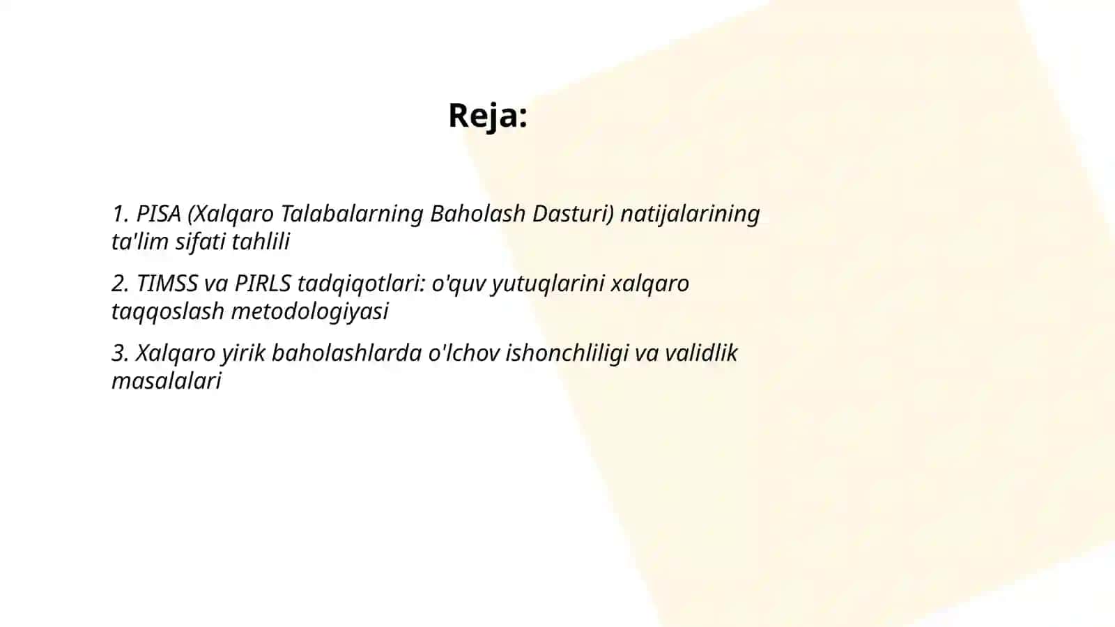Xalqaro Talabalarning Baholash Dasturi (PISA) 2