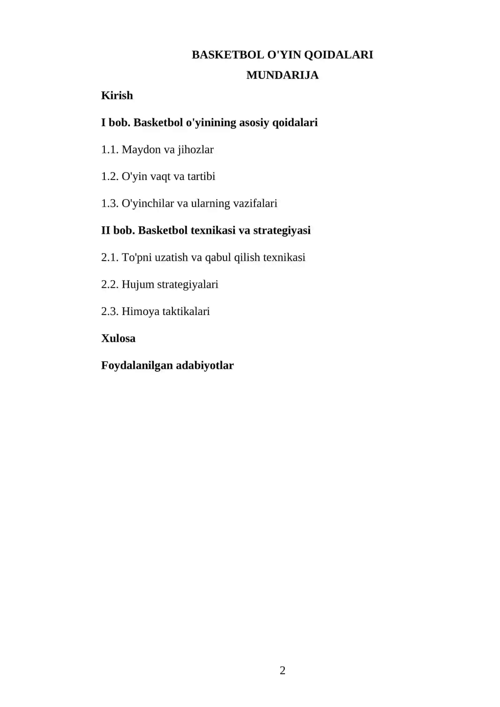 Basketbol o'yin qoidalari 2