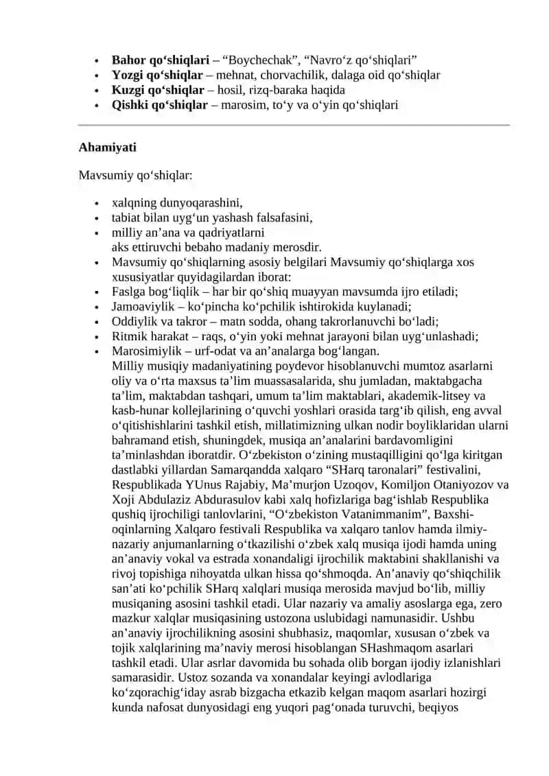 Mavsumiy qo‘shiqlar tushunchasi va ularning kelib chiqishi 2