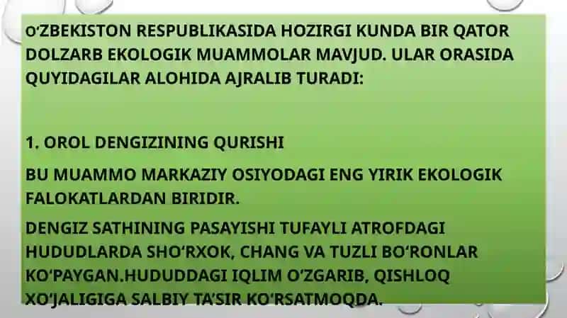 O‘zbekiston Respublikasidagi dolzarbekalagikmuammolar 2