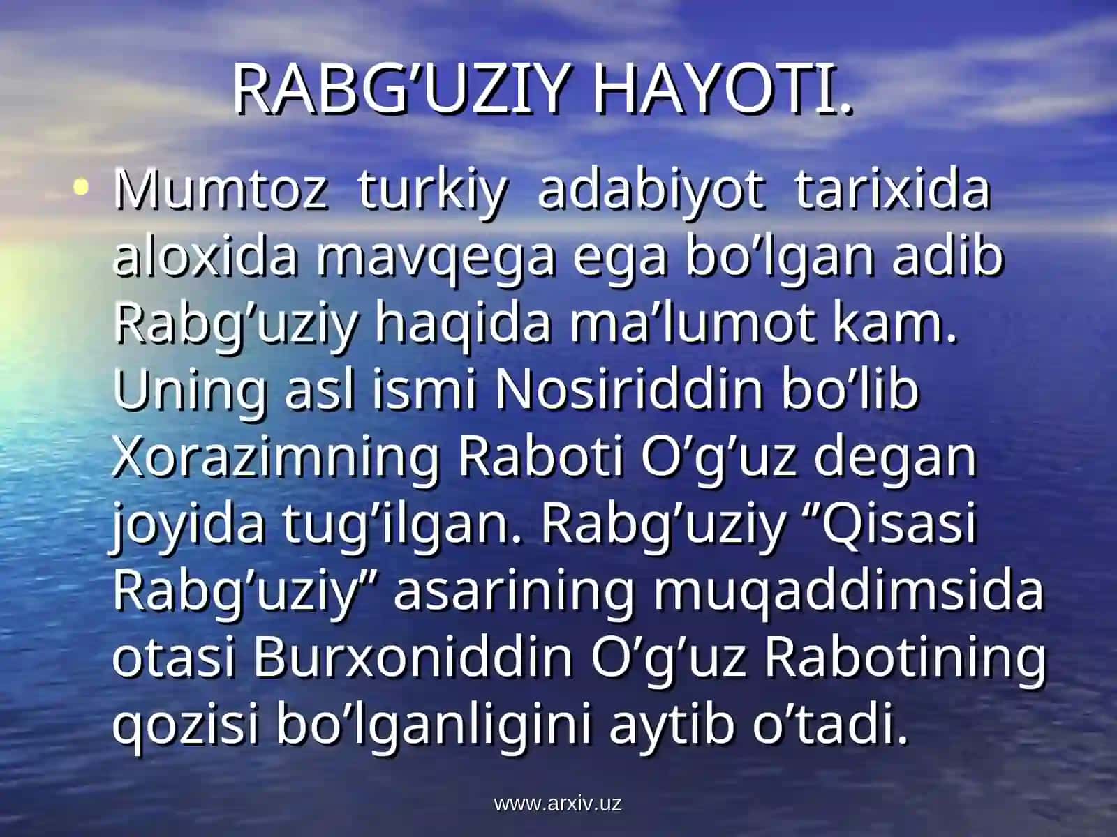 Nosiruddin Rabg’uziy hayoti va ijodi 2