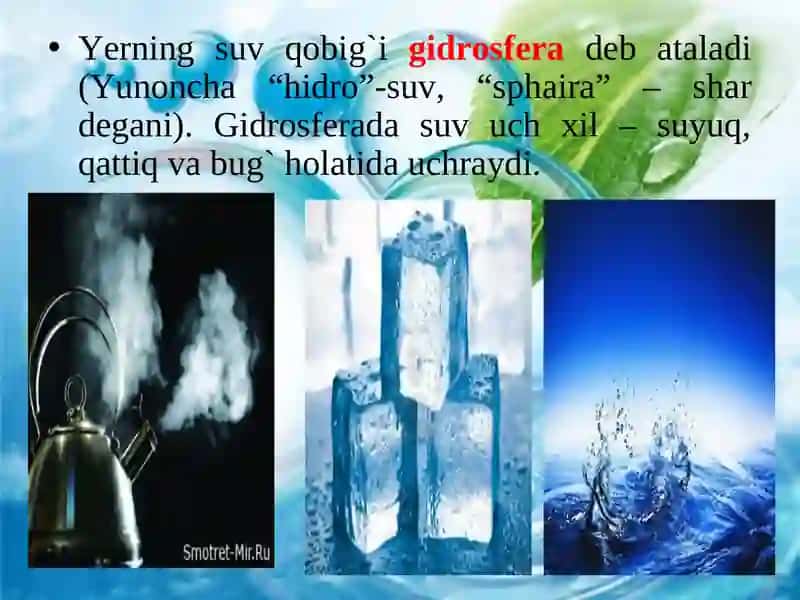 Gidrosferaning tarkibiy qismlari 2