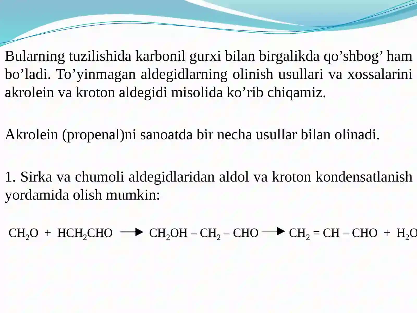 To’yinmagan aldegid va ketonlar 2