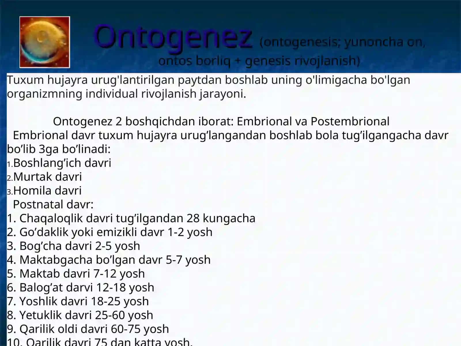 Odam embriologiyasi 2