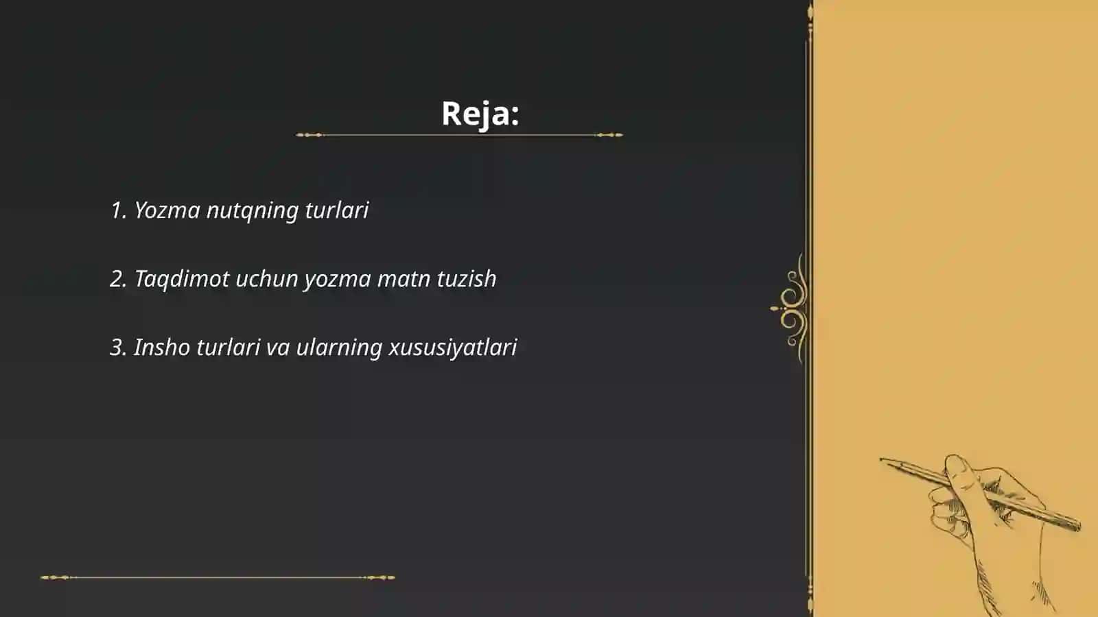 Yozma ish turlari boʻyicha taqdimot tayyorlash 2
