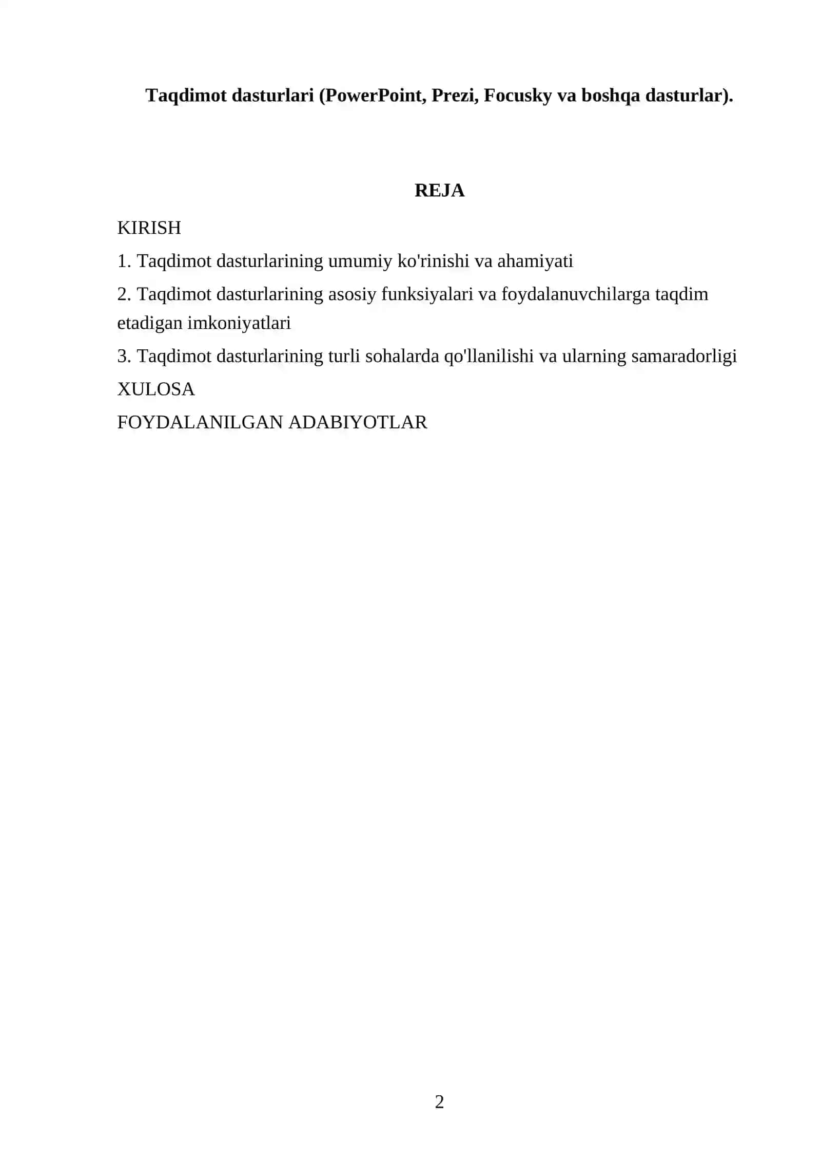 Taqdimot dasturlari (PowerPoint, Prezi, Focusky va boshqa dasturlar) 2
