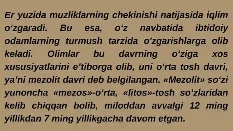 Mezolit davriga oid manzilgohlari 2