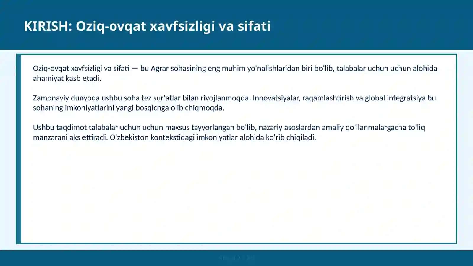 OZIQ-OVQAT XAVFSIZLIGI VA SIFATI 2