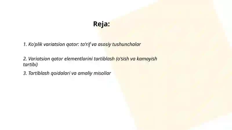 Ko'plik variatsion qator 2
