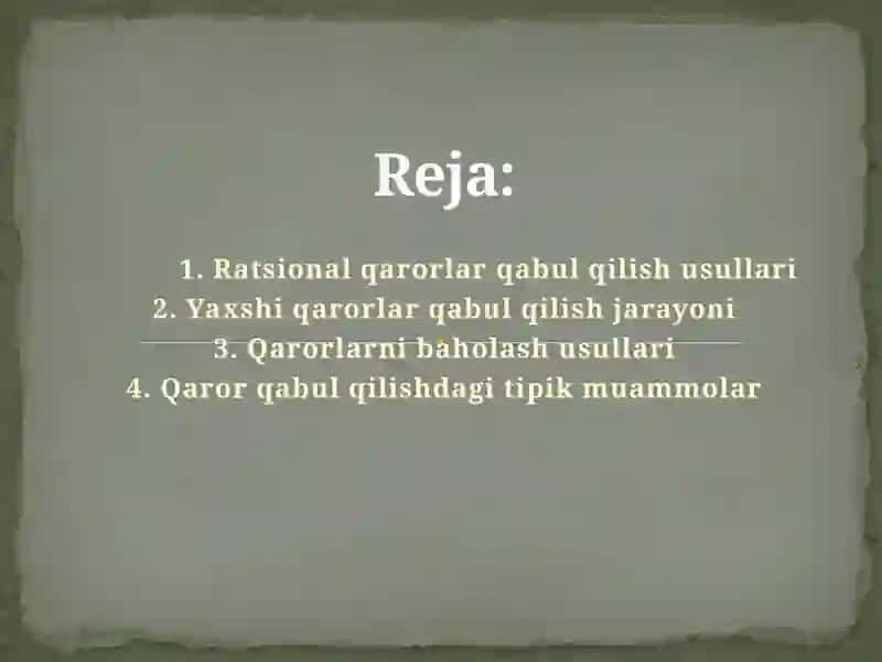 Qarorlar va ularni ergashtirish 2
