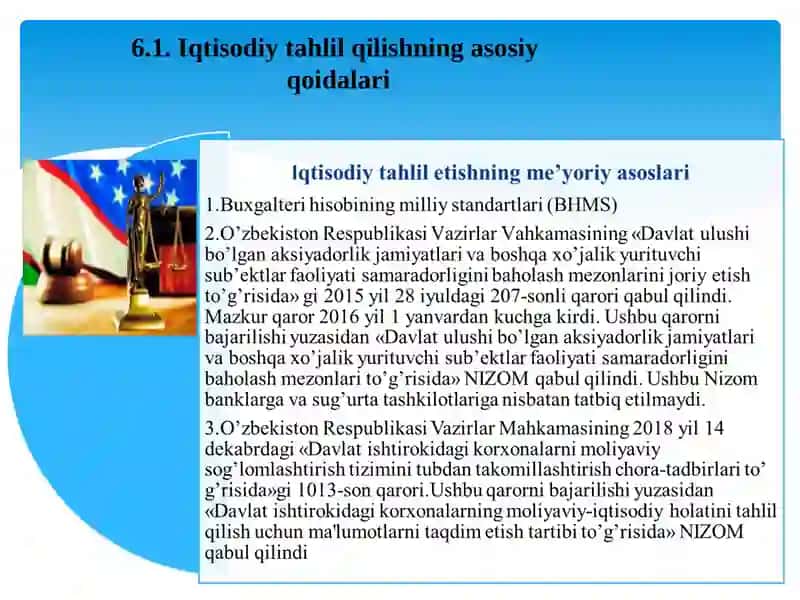 IQTISODIY TAHLIL ISHLARINI TASHKIL QILISH 2
