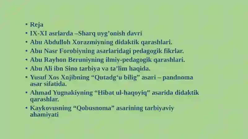SHARQ UYG’ONISH DAVRIDA PEDAGOGIK FIKRLARNING RIVOJLANISHI 2