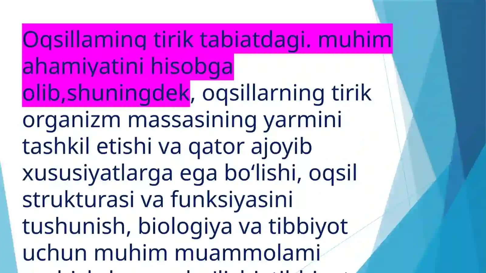 Oqsillarning hazmlanishi 2