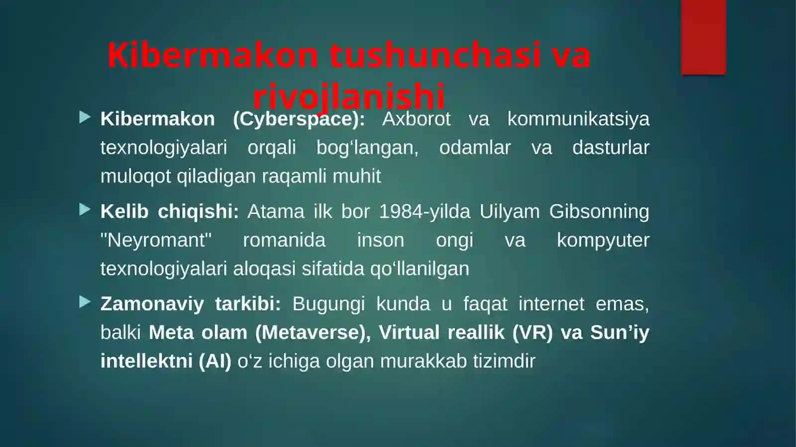Kibermakon tushunchasi va rivojlanishi 2