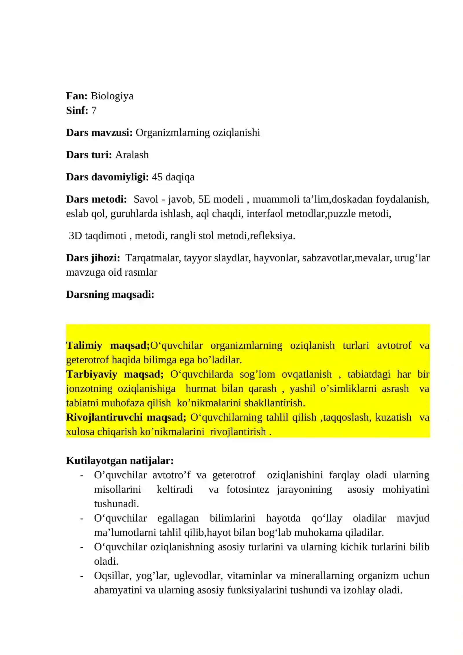 Organizmlarning oziqlanishi 2