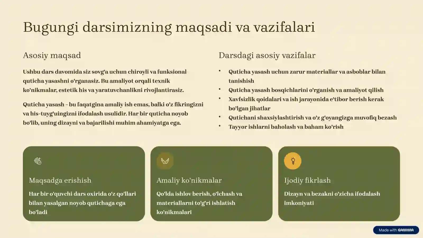 8-sinf Texnologiya: Sovg'a uchun quticha yasash 2