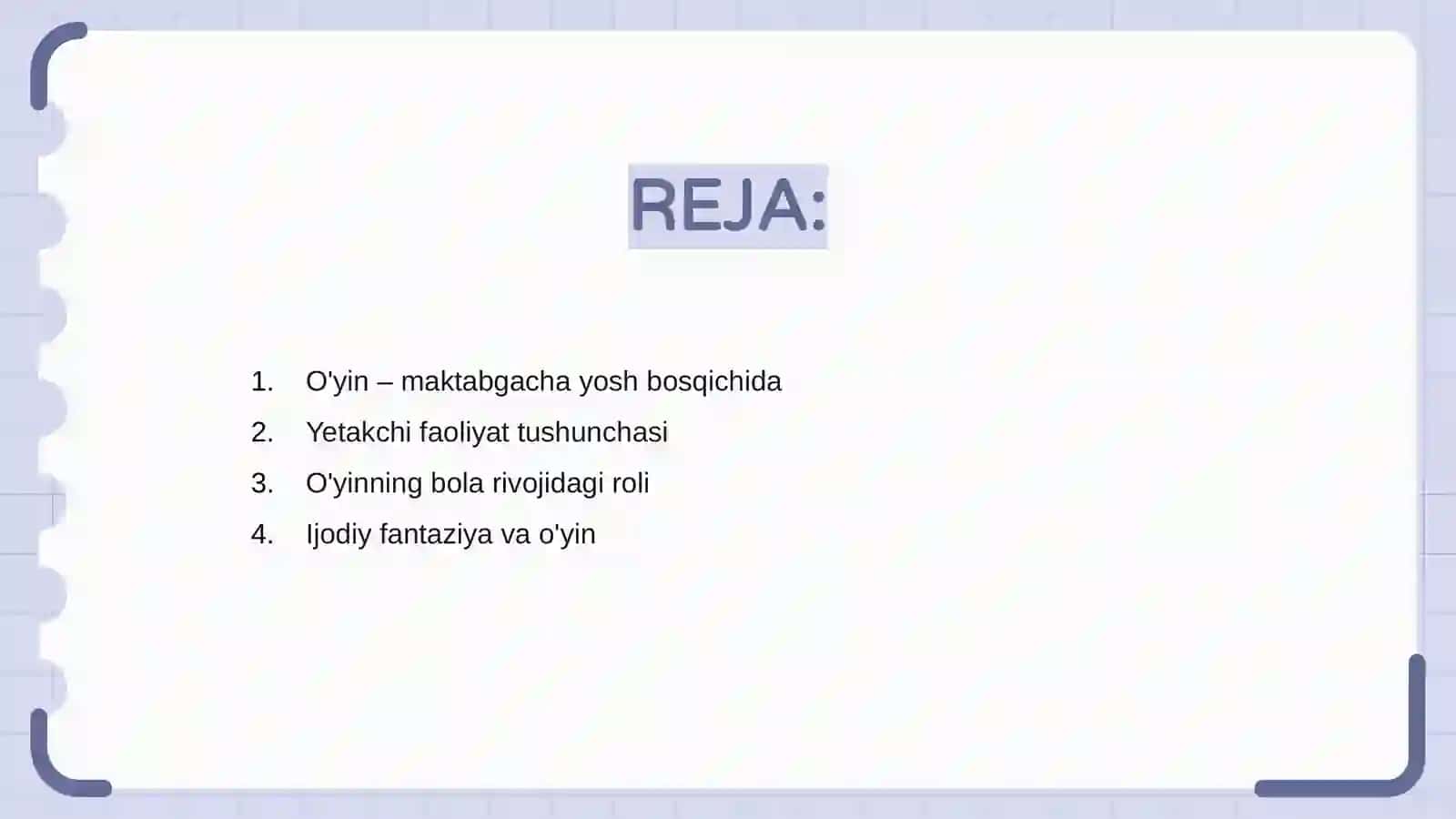 O'yin maktabgacha yoshdagi bolaning yetakchi faoliyati sifatida 2