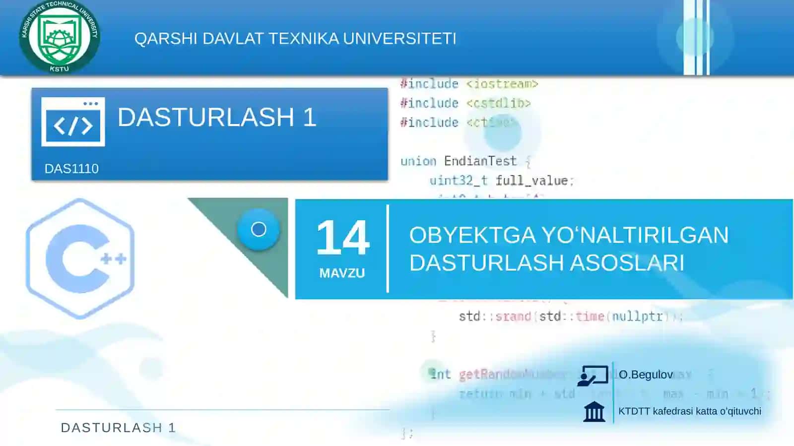 O.Begulov Ma’ruza rejasi 2