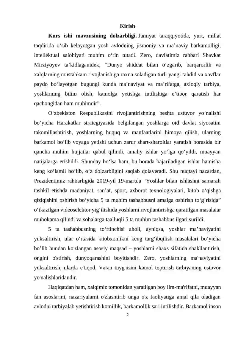 Kurs ishi mavzusining dolzarbligi 2