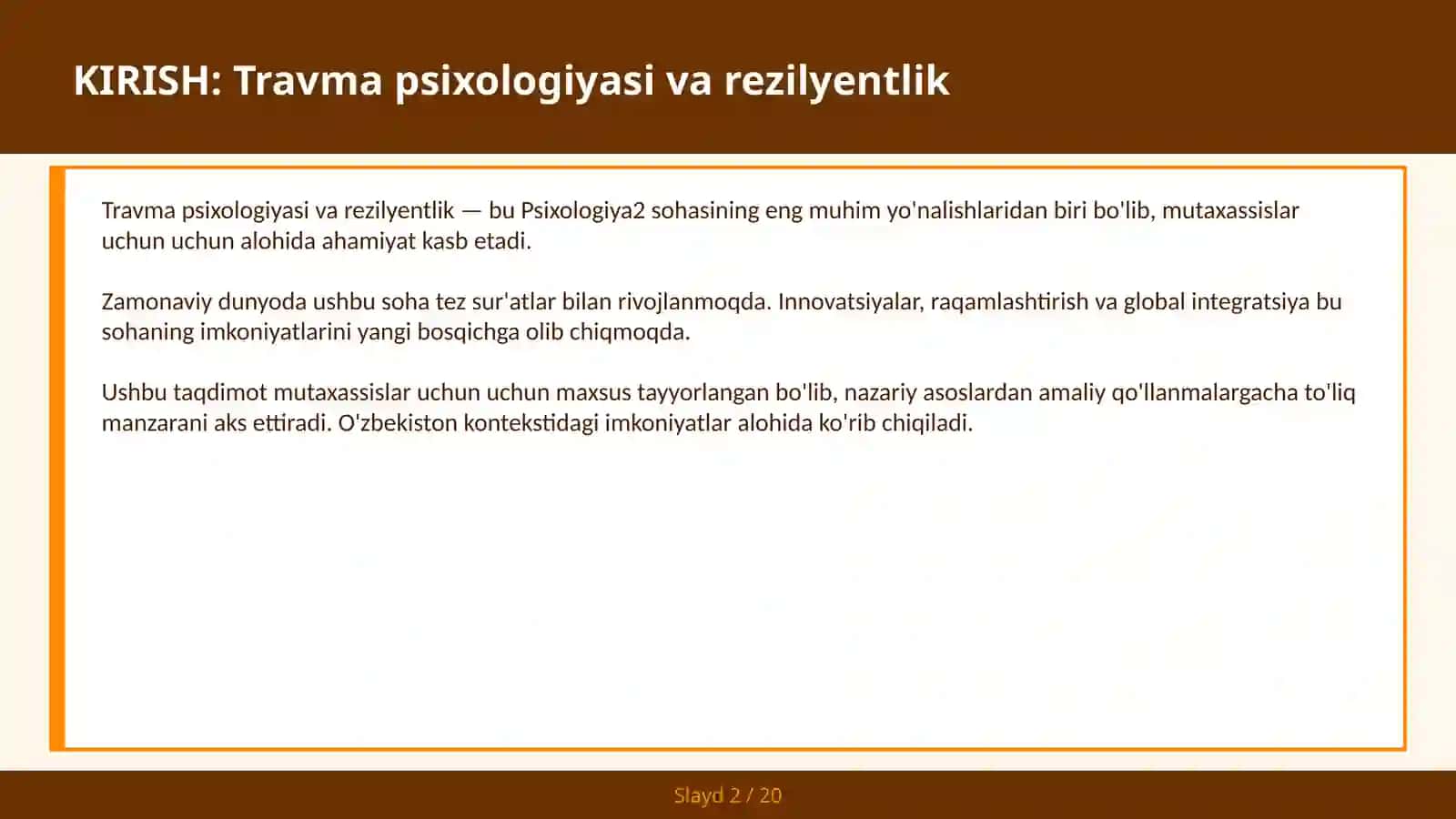 TRAVMA PSIXOLOGIYASI VA REZILYENTLIK 2