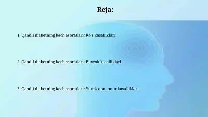 Qandli diabetning kechki asoratlari 2